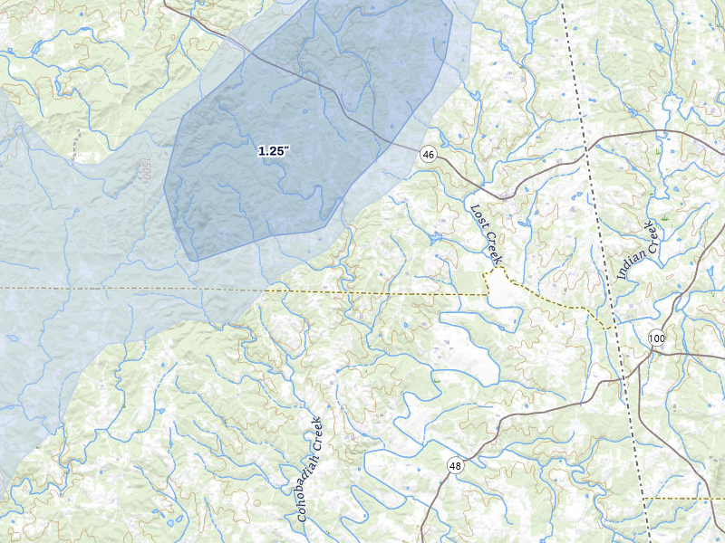 NEXRAD radar-signature map of the hail over Ranburne, AL