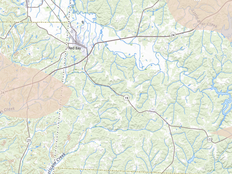 Radar-estimated hail-size map of the storm over Red Bay, AL on Feb 26, 2026