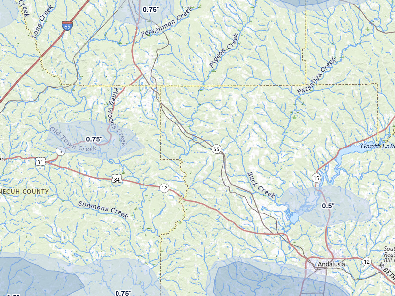 NEXRAD radar-signature map of the hail storm over Red Level, AL on May 6, 2026