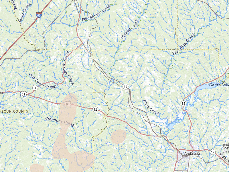 Radar-estimated hail-size map of the storm over Red Level, AL on Jul 10, 2026
