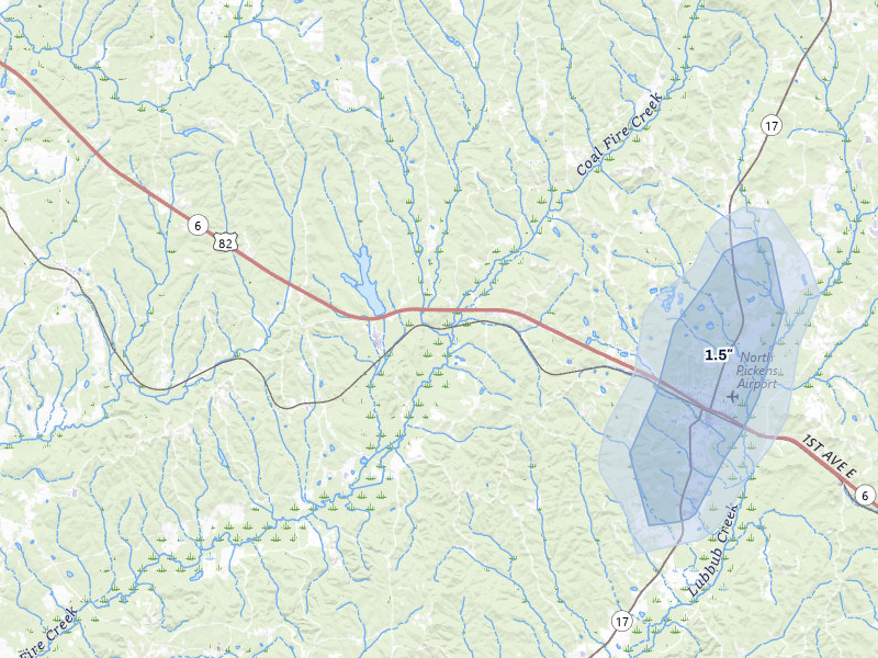 NEXRAD radar-signature map of the hail over Reform, AL