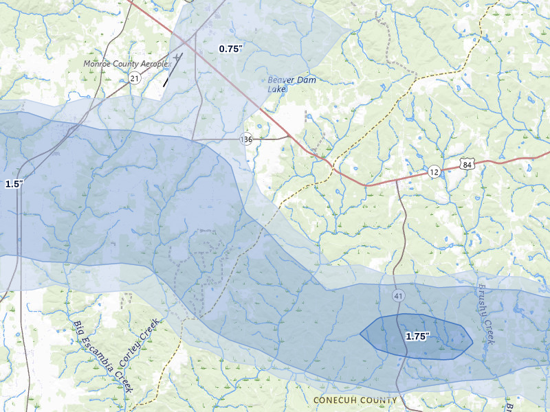 NEXRAD radar-signature map of the hail storm over Repton, AL on May 6, 2026