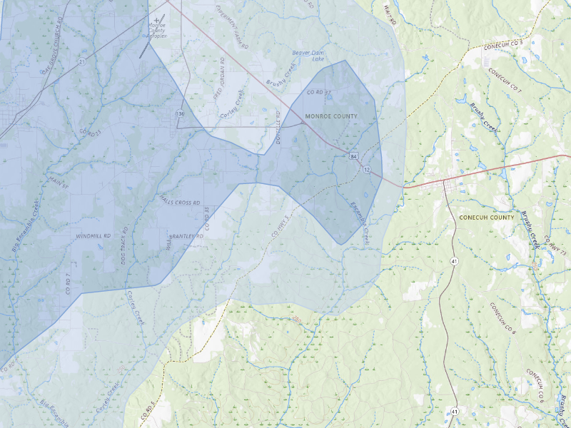 NEXRAD radar-signature map of the hail storm over Repton, AL on Aug 20, 2026