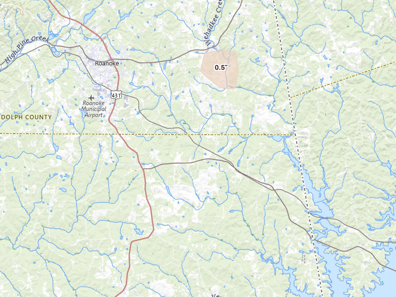Radar-estimated hail-size map of the storm over Roanoke, AL