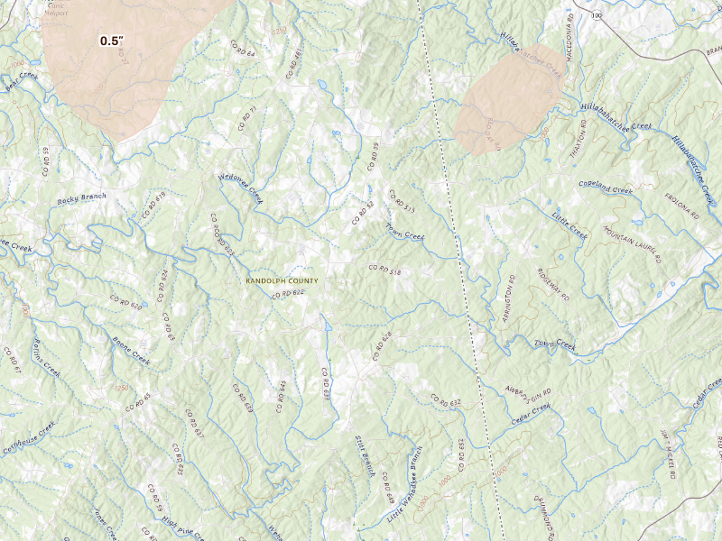 Radar-estimated hail-size map of the storm over Roanoke, AL
