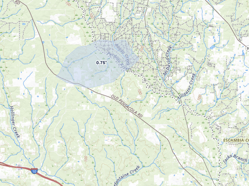 NEXRAD radar-signature map of the hail storm over Robertsdale, AL on Jul 7, 2026