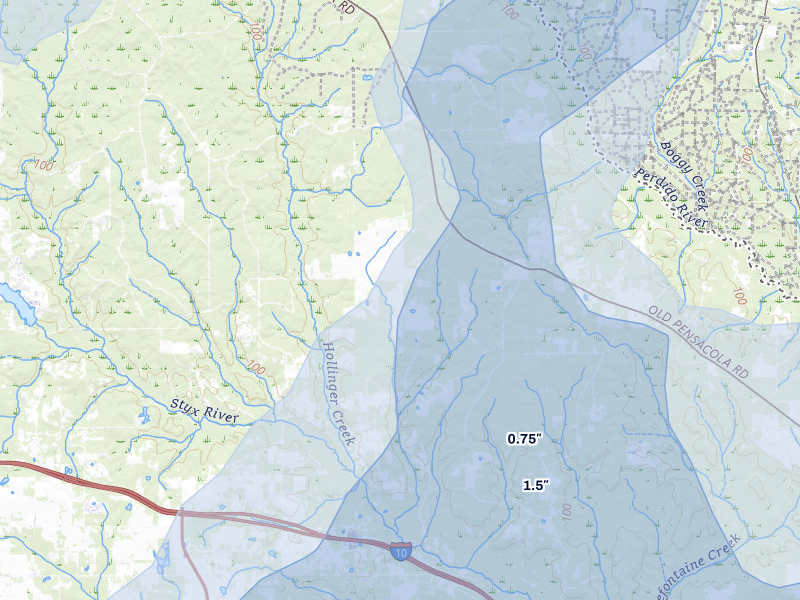 NEXRAD radar-signature map of the hail storm over Robertsdale, AL on Aug 20, 2026