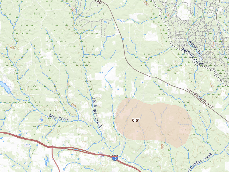 Radar-estimated hail-size map of the storm over Robertsdale, AL