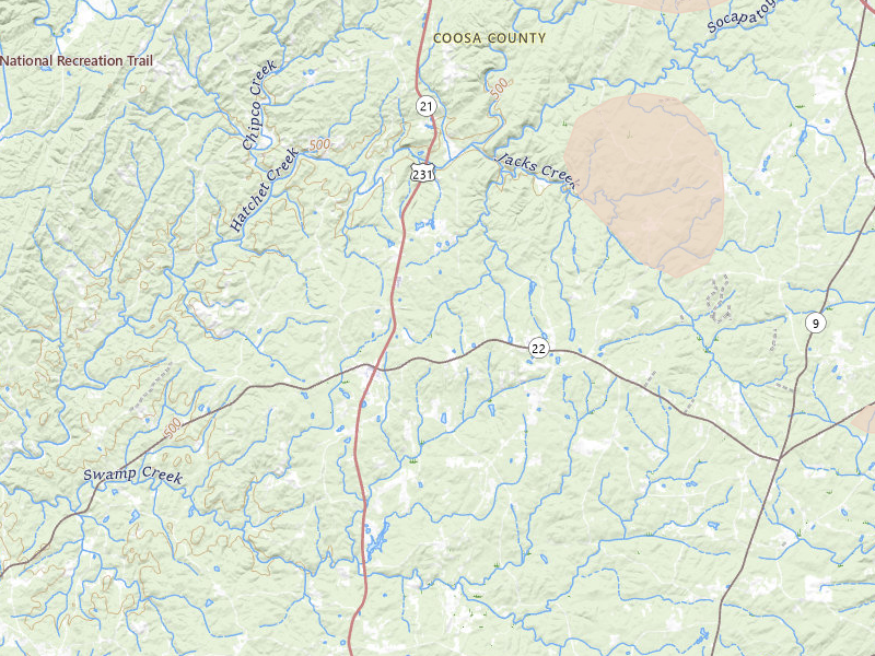 Radar-estimated hail-size map of the storm over Rockford, AL on Jun 1, 2026