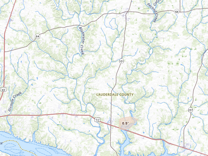 Radar-estimated hail-size map of the storm over Rogersville, AL