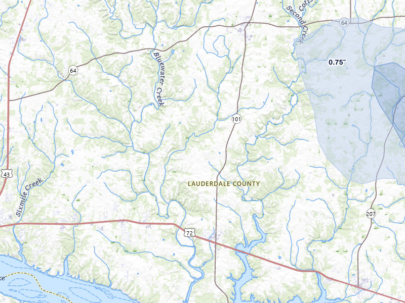 NEXRAD radar-signature map of the hail over Rogersville, AL