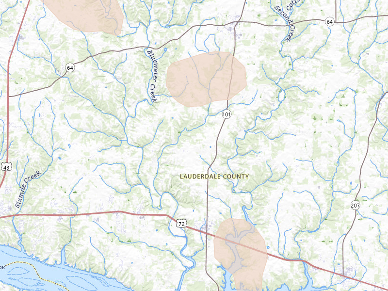 Radar-estimated hail-size map of the storm over Rogersville, AL on Jul 9, 2026
