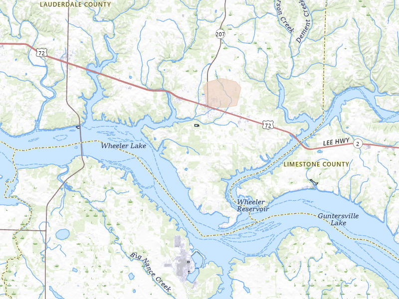 Radar-estimated hail-size map of the storm over Rogersville, AL on Aug 12, 2026