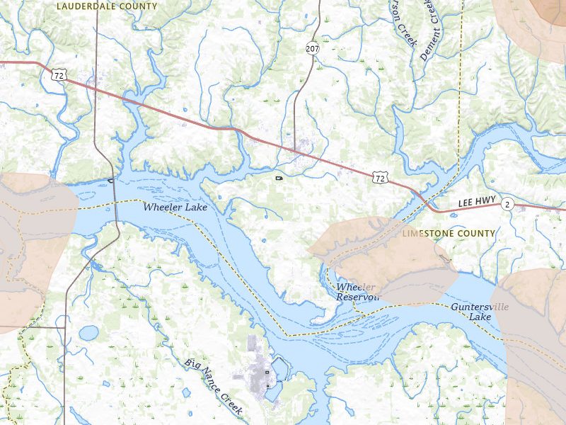 Radar-estimated hail-size map of the storm over Rogersville, AL on Aug 20, 2026