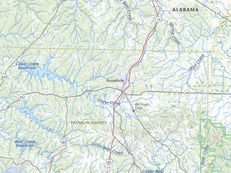 NEXRAD radar-signature map of the hail storm over Russellville, AL on Apr 28, 2026