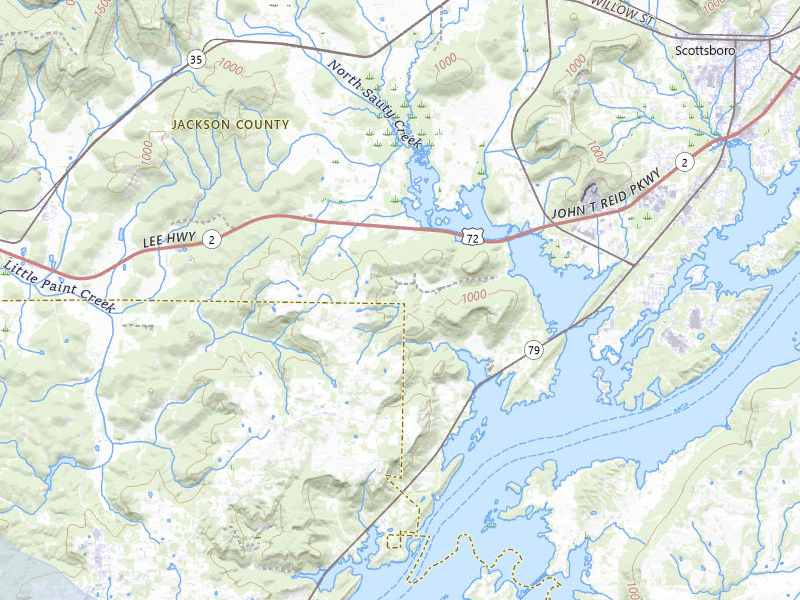 NEXRAD radar-signature map of the hail storm over Scottsboro, AL on Jul 1, 2026