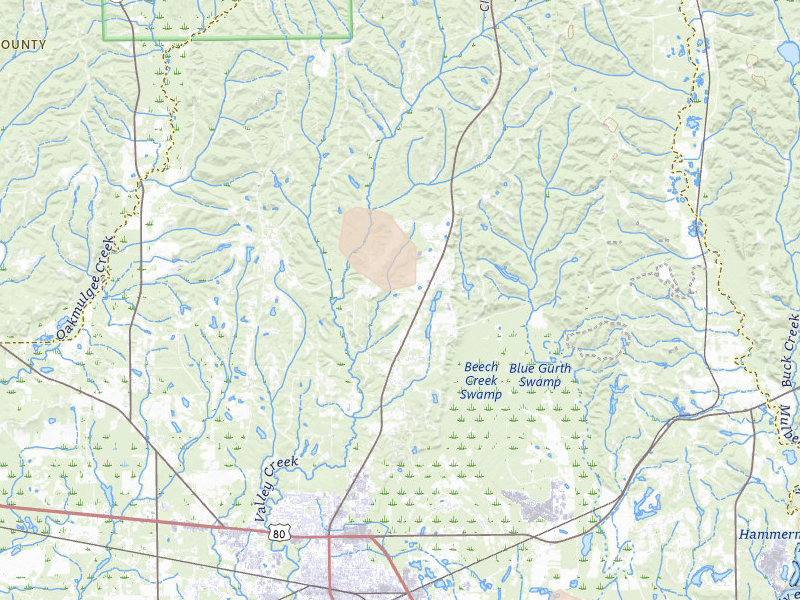 Radar-estimated hail-size map of the storm over Selma, AL on Aug 18, 2026