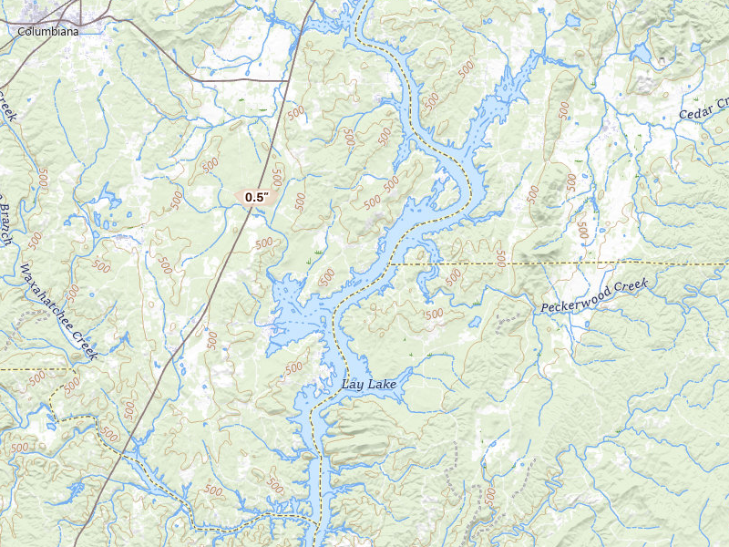 Radar-estimated hail-size map of the storm over Shelby, AL on Aug 20, 2026