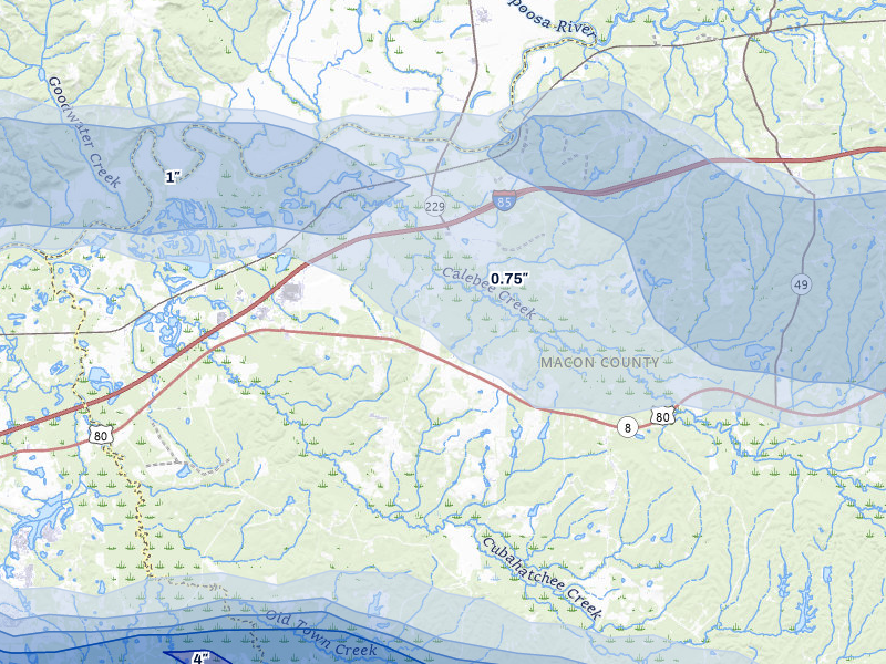 NEXRAD radar-signature map of the hail storm over Shorter, AL on May 6, 2026