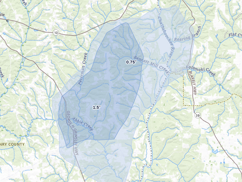 NEXRAD radar-signature map of the hail over Shorterville, AL