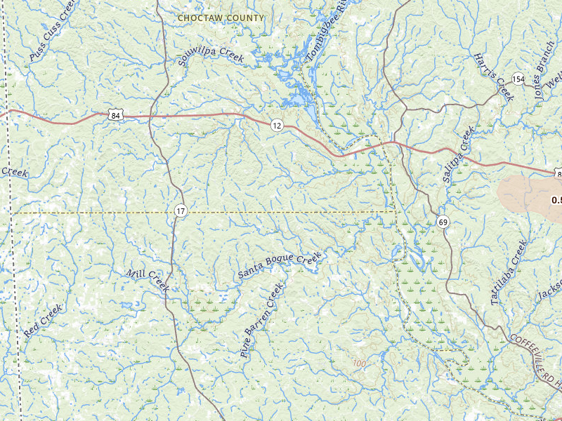 Radar-estimated hail-size map of the storm over Silas, AL on Apr 28, 2026