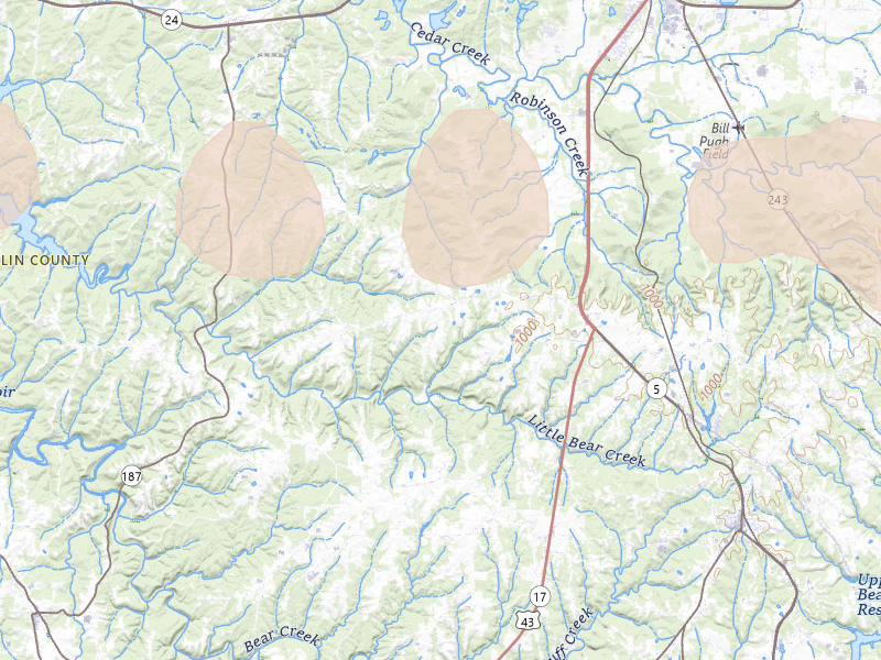 Radar-estimated hail-size map of the storm over Spruce Pine, AL on Apr 28, 2026