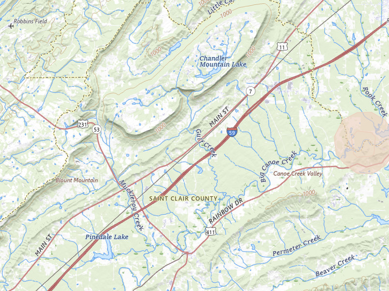 Radar-estimated hail-size map of the storm over Steele, AL on Jul 5, 2026