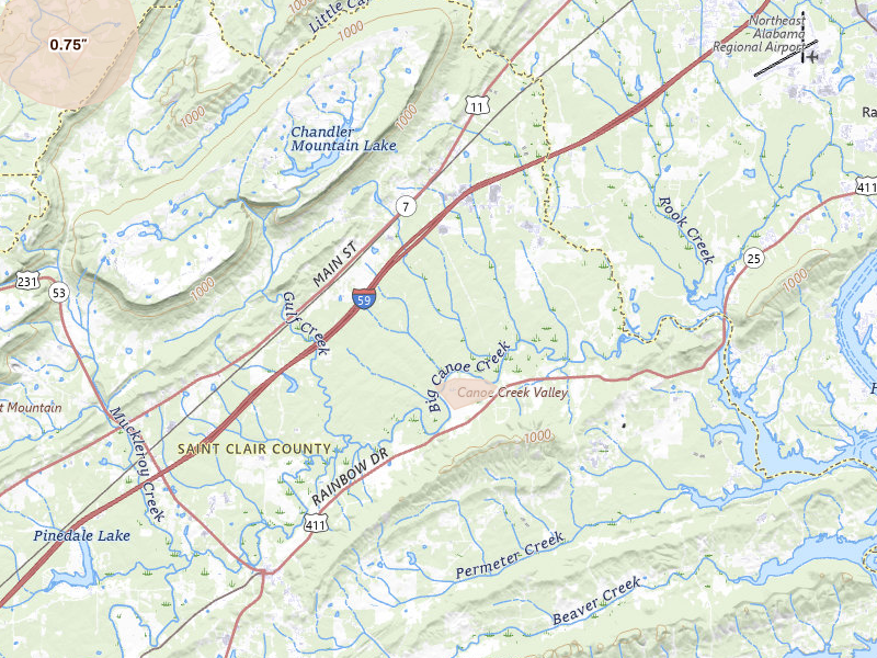 Radar-estimated hail-size map of the storm over Steele, AL on Sep 3, 2026