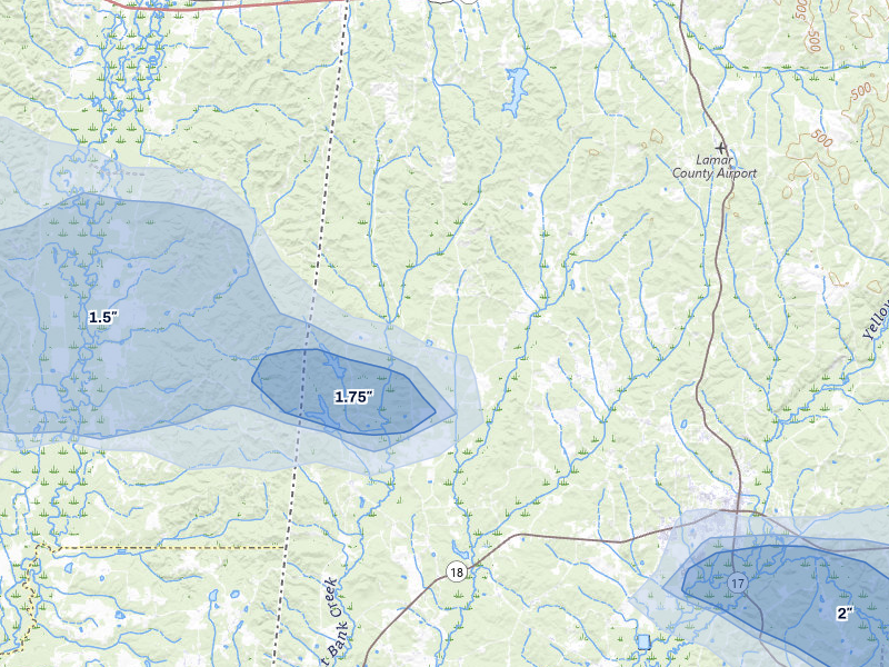 NEXRAD radar-signature map of the hail storm over Sulligent, AL on Apr 28, 2026