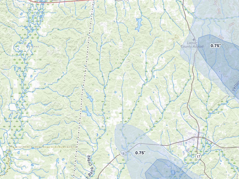 NEXRAD radar-signature map of the hail storm over Sulligent, AL on Jul 1, 2026