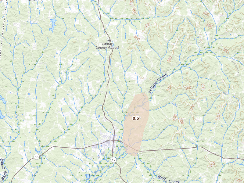 Radar-estimated hail-size map of the storm over Sulligent, AL