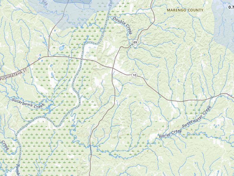 NEXRAD radar-signature map of the hail storm over Sweet Water, AL on Jun 1, 2026