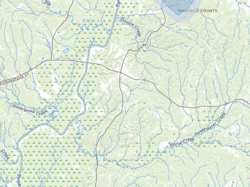 NEXRAD radar-signature map of the hail storm over Sweet Water, AL on Jul 29, 2026