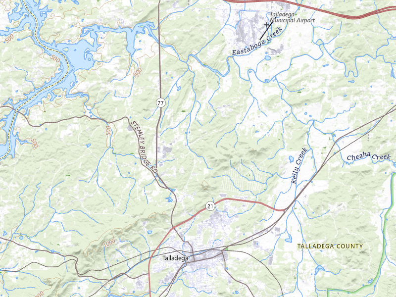 Radar-estimated hail-size map of the storm over Talladega, AL on Jun 9, 2026
