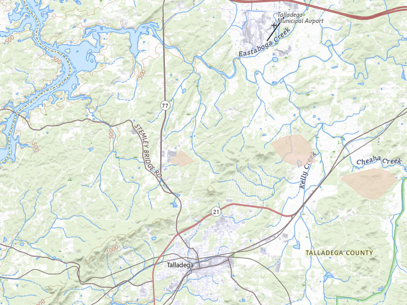 Radar-estimated hail-size map of the storm over Talladega, AL on Aug 1, 2026
