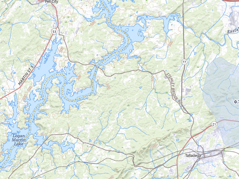 NEXRAD radar-signature map of the hail storm over Talladega, AL on Aug 6, 2026