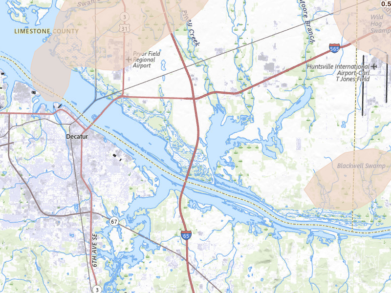 Radar-estimated hail-size map of the storm over Tanner, AL on Jul 1, 2026