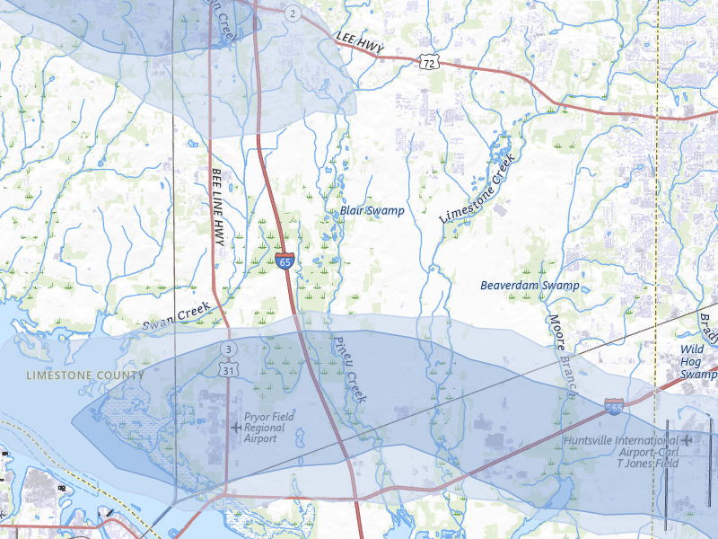 NEXRAD radar-signature map of the hail storm over Tanner, AL on Aug 17, 2026