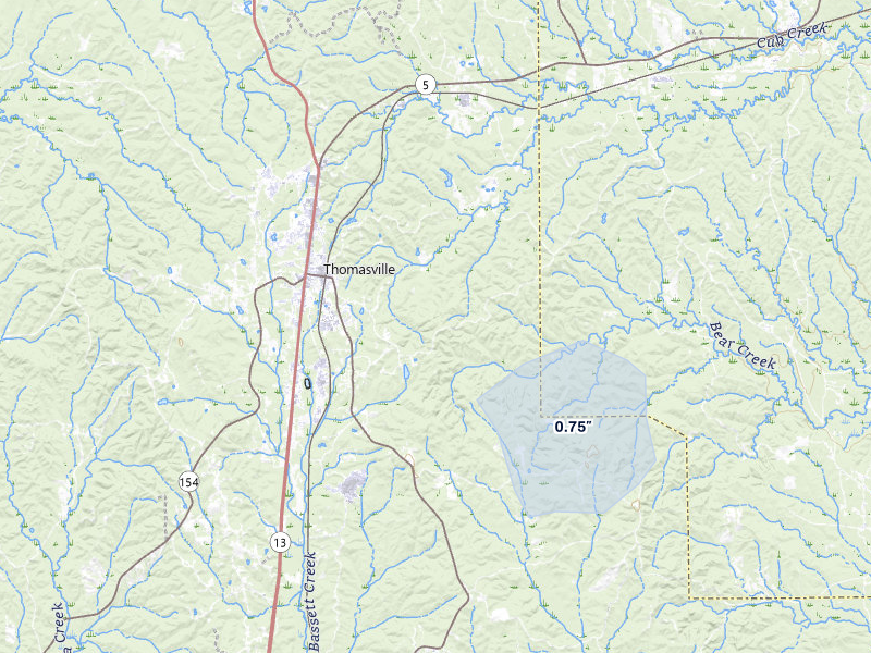 NEXRAD radar-signature map of the hail over Thomasville, AL