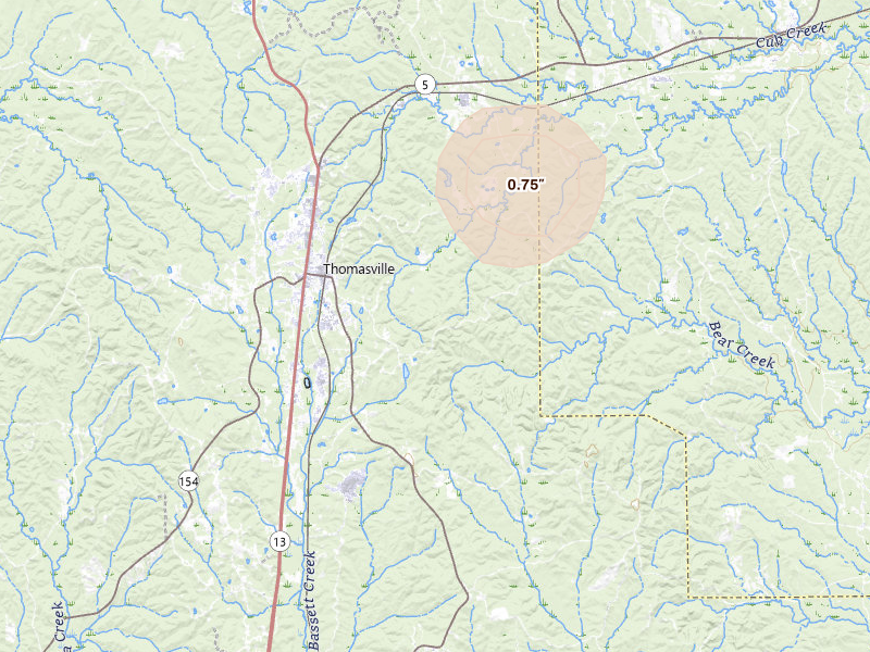 Radar-estimated hail-size map of the storm over Thomasville, AL