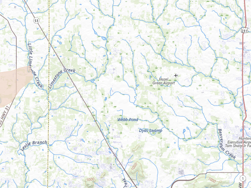 Radar-estimated hail-size map of the storm over Toney, AL on Jul 1, 2026