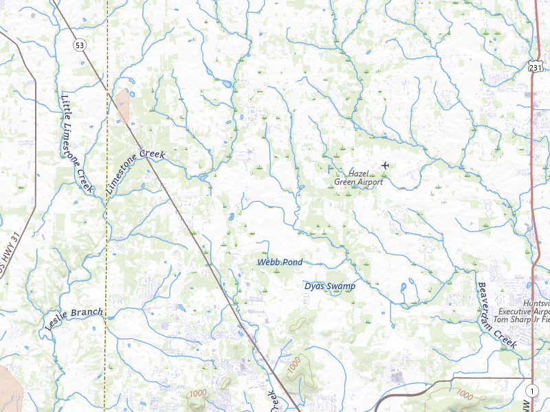 Radar-estimated hail-size map of the storm over Toney, AL on Jul 3, 2026