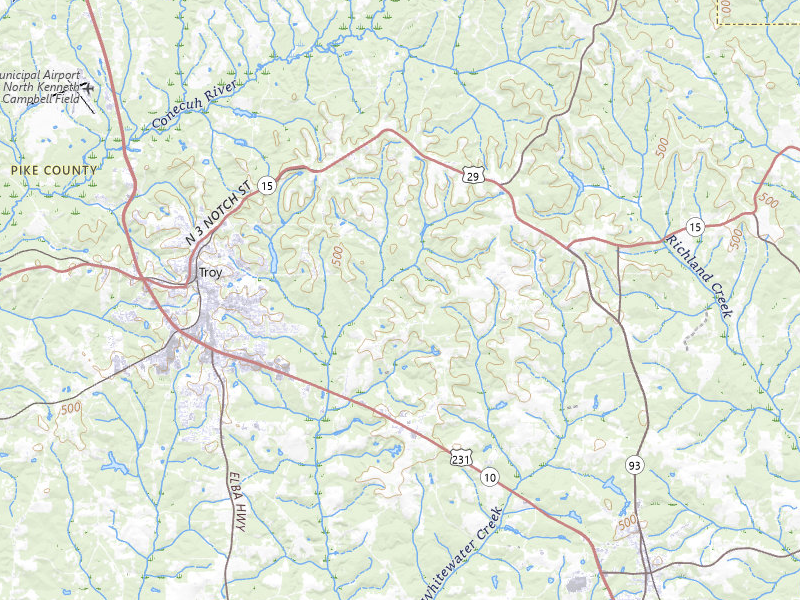 Radar-estimated hail-size map of the storm over Troy, AL on Jul 18, 2026