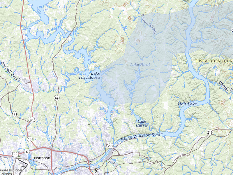 NEXRAD radar-signature map of the hail storm over Tuscaloosa, AL on Apr 28, 2026
