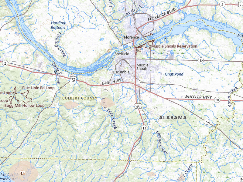 Radar-estimated hail-size map of the storm over Tuscumbia, AL on Apr 28, 2026
