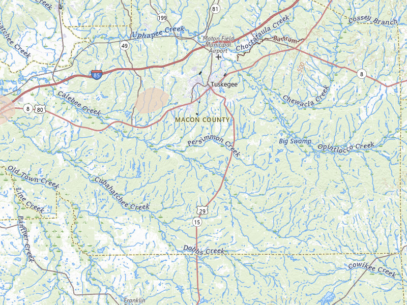 Radar-estimated hail-size map of the storm over Tuskegee, AL on Jul 9, 2026