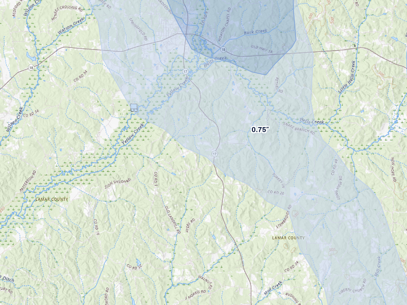 NEXRAD radar-signature map of the hail storm over Vernon, AL on Sep 6, 2026