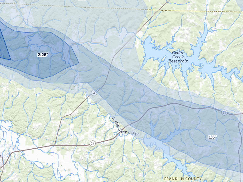 NEXRAD radar-signature map of the hail over Vina, AL