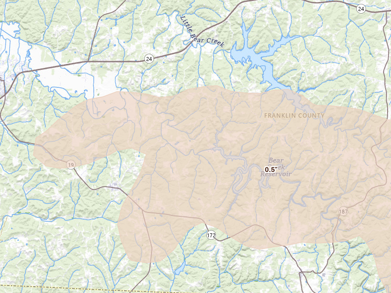 Radar-estimated hail-size map of the storm over Vina, AL