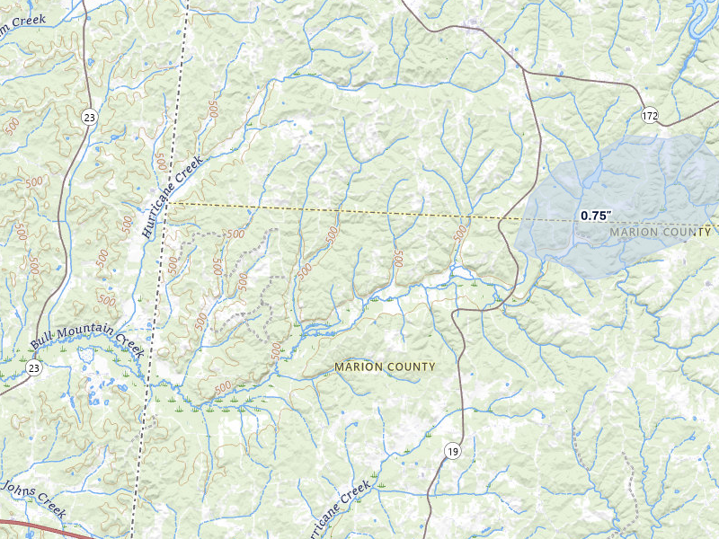 NEXRAD radar-signature map of the hail storm over Vina, AL on Apr 28, 2026